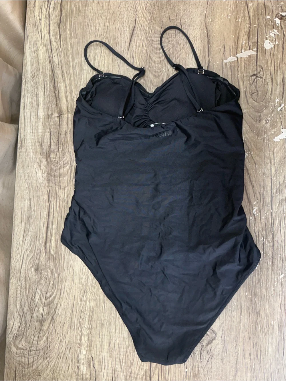 GANNI womens Black Ruched Accent One Piece Swimsuit size‎ 38 - 6
